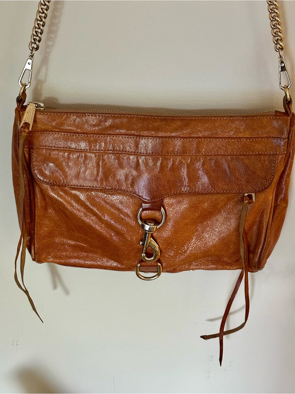 Rebecca Minkoff Tan Leather Crossbody Bag with Gold-Tone Hardware